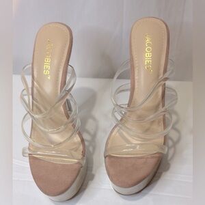 Jacobies Women's Clear and Tan Heels